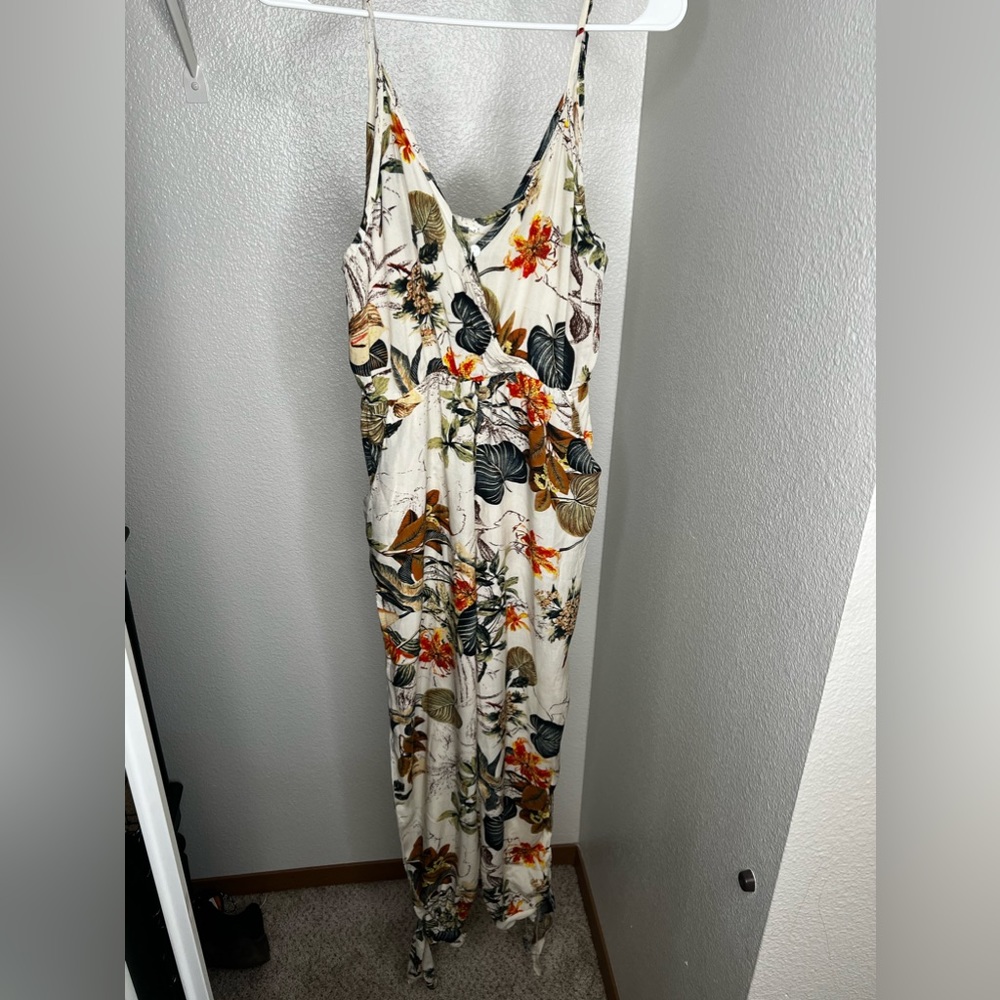 Open Leg Floral Jumsuit